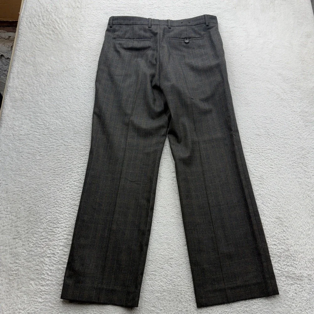 Banana Republic Mens 33x30 Straight Fit 100% Wool Plaid Dress Pants Grey Brown